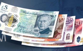Banknoten Britisches Pfund King Charles 2024
